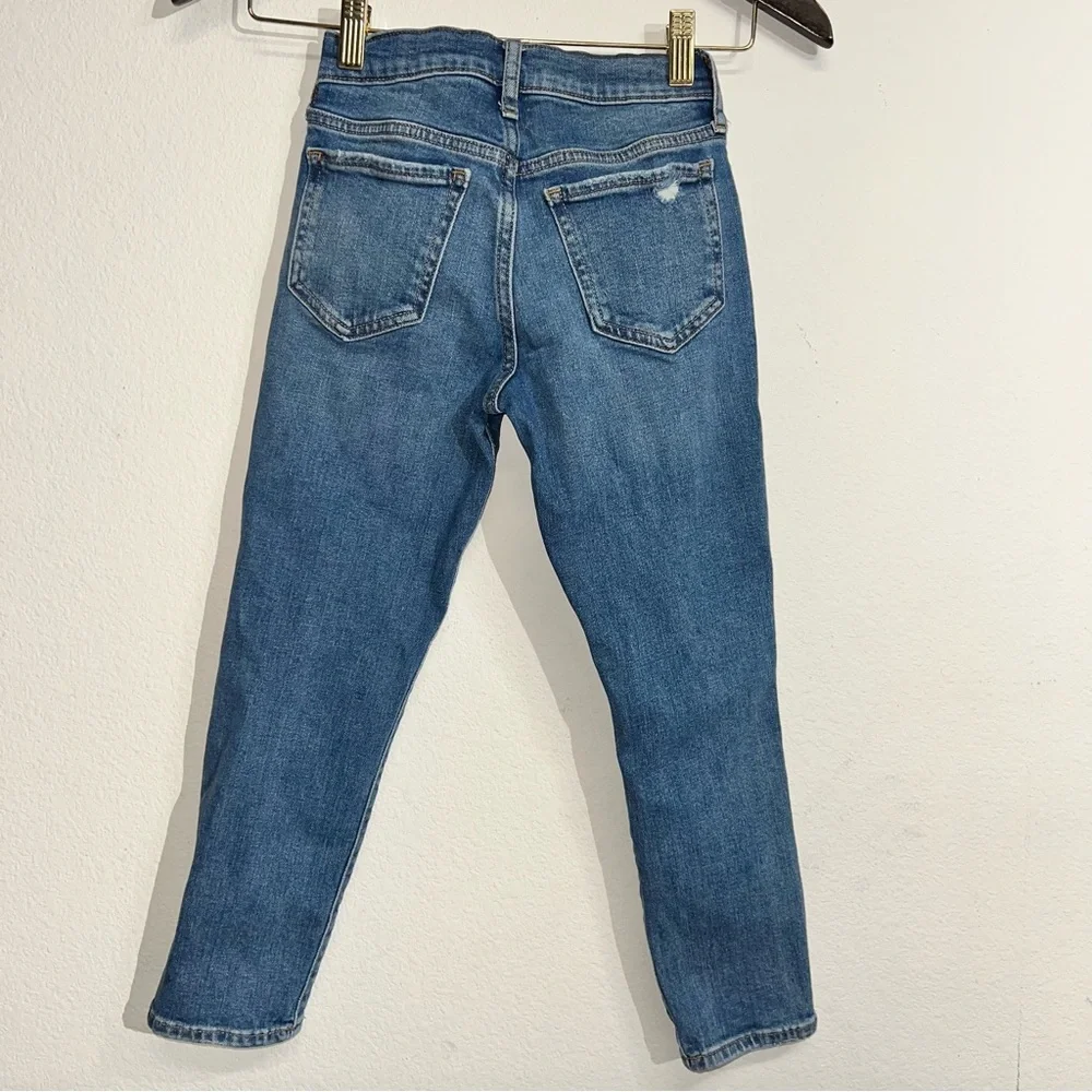 Gap Girls Blue Pencil Slim Ankle High Rise Jeans Size‎ 8 Adjustable Waist Ripped